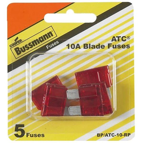 Eaton Bussmann Automotive Fuse, Blade Fuse, 32 VDC, 10 A, 1 kA Interrupt BP/ATC-10-RP